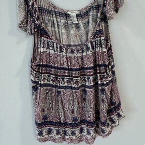 Medium Forever 21 Floral Flowy Off Shoulder Half Sleeve Blouse